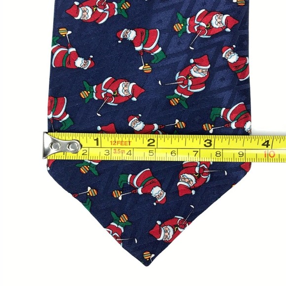 Cape Cod Neckwear Santa Claus Playing Golf CHRISTMAS🎄Tie Holiday Blue Necktie - Picture 6 of 7